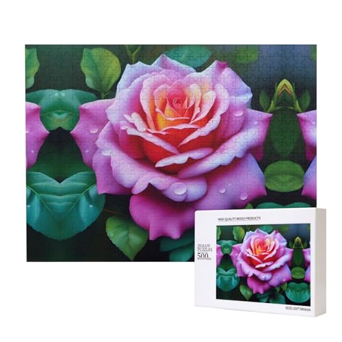 Phayah Rosenblüten-Puzzle, 500 Teile, Holzpuzzle für Familie, Freunde, Heimdekoration, Wandkunst, 500 x 38 cm Phayah Rosenblüten-Puzzle, 500 Teile, Holzpuzzle für Familie, Freunde, Heimdekoration, Wandkunst, 500 x 38 cm von PHAYAH