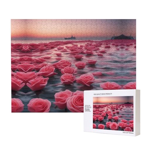 Phayah Roses by The Sea Puzzles, 500 Teile für Puzzle, Holzpuzzle für Familie, Freunde, Heimdekoration, Wandkunst, 20,4 x 38,1 cm von PHAYAH