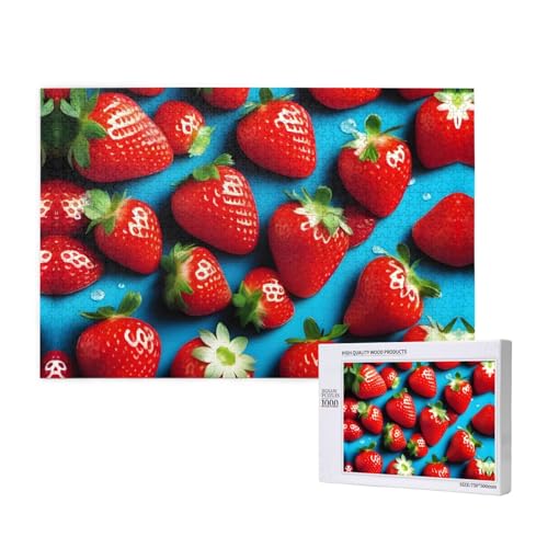 Phayah Rote Erdbeer-Puzzle, 1000 Teile, für Puzzle, Holzpuzzle für Familie, Freunde, Heimdekoration, Wandkunst, 75 x 50 cm von PHAYAH