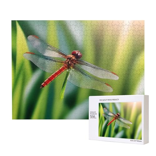 Phayah Rote Libellen-Puzzle, 500 Teile, für Puzzle, Holzpuzzle für Familie, Freunde, Heimdekoration, Wandkunst, 50 x 38 cm Phayah Rote Libellen-Puzzle, 500 Teile, für Puzzle, Holzpuzzle für Familie, Freunde, Heimdekoration, Wandkunst, 50 x 38 cm von PHAYAH