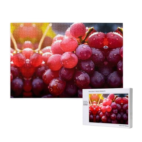 Phayah Rote Trauben-Puzzle, 1000 Teile, für Puzzle, Holzpuzzle für Familie, Freunde, Heimdekoration, Wandkunst, 75 x 50 cm Phayah Rote Trauben-Puzzle, 1000 Teile, für Puzzle, Holzpuzzle für Familie, Freunde, Heimdekoration, Wandkunst, 75 x 50 cm von PHAYAH