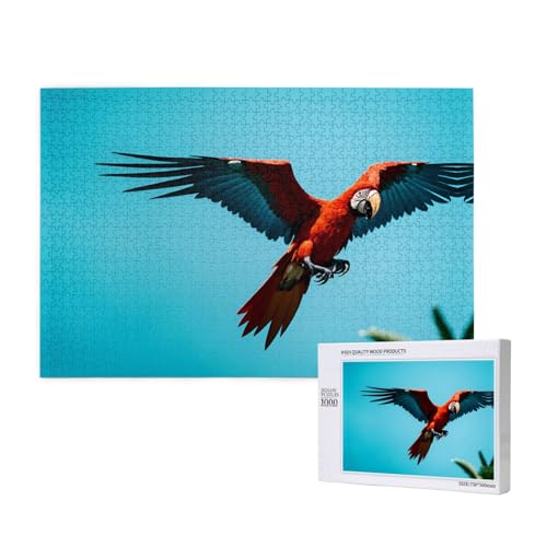 Phayah Roter Ara Puzzles 1000 Teile für Puzzle, Holzpuzzle für Familie, Freunde, Heimdekoration, Wandkunst, 75 x 50 cm von PHAYAH