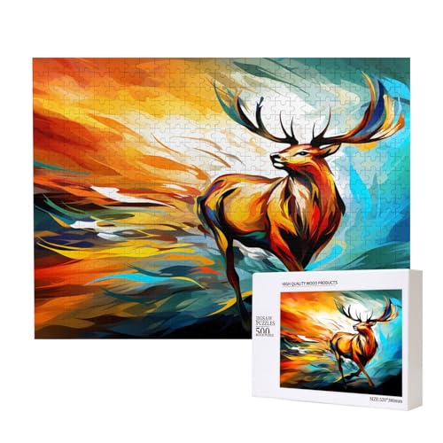 Phayah Rotes und gelbes Hirschpuzzle für Erwachsene, 500 Teile, Kinderspielzeug, Intelligenzentwicklungsspielzeug, 20,4 x 38,1 cm Phayah Rotes und gelbes Hirschpuzzle für Erwachsene, 500 Teile, Kinderspielzeug, Intelligenzentwicklungsspielzeug, 20,4 x 38,1 cm von PHAYAH