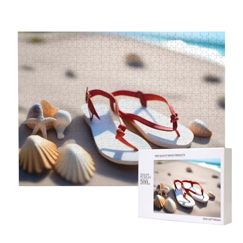 Phayah Sandalen am Strand, Puzzle, 500 Teile, Holzpuzzle für Familie, Freunde, Heimdekoration, Wandkunst, 500 x 38 cm Phayah Sandalen am Strand, Puzzle, 500 Teile, Holzpuzzle für Familie, Freunde, Heimdekoration, Wandkunst, 500 x 38 cm von PHAYAH