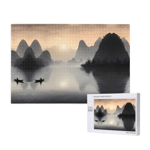 Phayah Sansui, japanische Firmen-Puzzle, 1000 Teile für Puzzle, Holzpuzzle für Familie, Freunde, Heimdekoration, Wandkunst, 75 x 50 cm Phayah Sansui, japanische Firmen-Puzzle, 1000 Teile für Puzzle, Holzpuzzle für Familie, Freunde, Heimdekoration, Wandkunst, 75 x 50 cm von PHAYAH