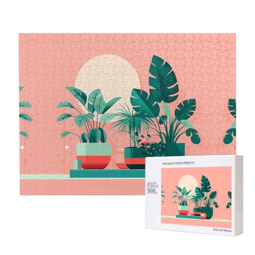Phayah Schöne Topfpflanzen-Puzzle, 500 Teile für Puzzle, Holzpuzzle für Familie, Freunde, Heimdekoration, Wandkunst, 20,4 x 38,1 cm von PHAYAH