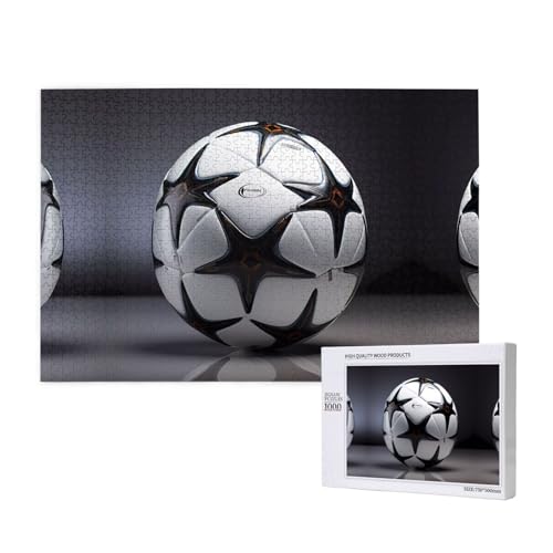 Phayah Schwarz-Weiß-Fußball-Puzzles für Erwachsene, 1000 Teile, Heimdekoration, Geburtstagsparty für Männer und Frauen, 29,5 x 50 cm von PHAYAH