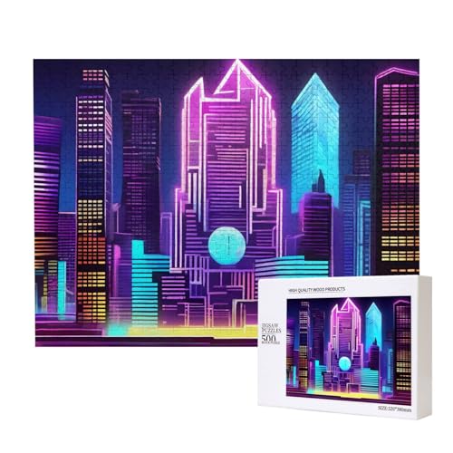 Phayah Sci-Fi-Stadt-Puzzle, 500 Teile, Holzpuzzle für Familie, Freunde, Heimdekoration, Wandkunst, 500 x 38 cm Phayah Sci-Fi-Stadt-Puzzle, 500 Teile, Holzpuzzle für Familie, Freunde, Heimdekoration, Wandkunst, 500 x 38 cm von PHAYAH