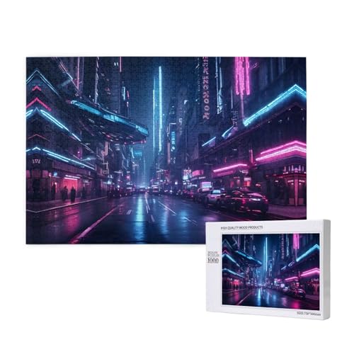 Phayah Sci-Fi-Straßen-Puzzle, 1000 Teile für Puzzle, Holzpuzzle für Familie, Freunde, Heimdekoration, Wandkunst, 75 x 50 cm von PHAYAH