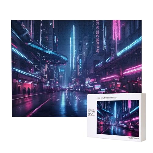 Phayah Sci-Fi-Straßenpuzzles 500 Teile für Puzzle, Holzpuzzle für Familie, Freunde, Heimdekoration, Wandkunst, 50,4 x 38,1 cm Phayah Sci-Fi-Straßenpuzzles 500 Teile für Puzzle, Holzpuzzle für Familie, Freunde, Heimdekoration, Wandkunst, 50,4 x 38,1 cm von PHAYAH