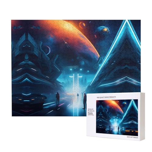 Phayah Science Fiction Future Puzzle für Erwachsene, 500 Teile, Heimdekoration, Geburtstagsparty für Männer und Frauen, 50,4 x 38,1 cm von PHAYAH
