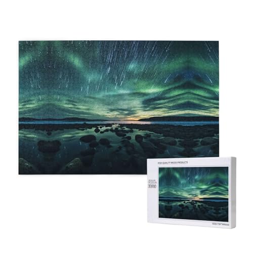 Phayah Sea Under The Aurora Borealis Puzzle, 1000 Teile für Puzzle, Holzpuzzle für Familie, Freunde, Heimdekoration, Wandkunst, 75 x 50 cm von PHAYAH
