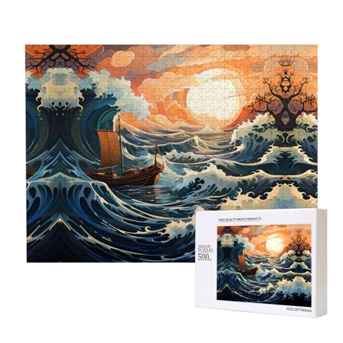 Phayah Sea and Sail Puzzles 500 Teile für Puzzle, Holzpuzzle für Familie, Freunde, Heimdekoration, Wandkunst, 20,4 x 38,1 cm von PHAYAH
