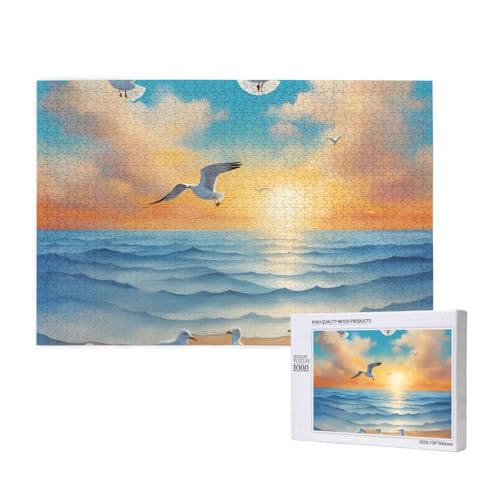 Phayah Seagulls by The Sea Puzzles, 1000 Teile für Puzzle, Holzpuzzle für Familie, Freunde, Heimdekoration, Wandkunst, 29,5 x 50 cm Phayah Seagulls by The Sea Puzzles, 1000 Teile für Puzzle, Holzpuzzle für Familie, Freunde, Heimdekoration, Wandkunst, 29,5 x 50 cm von PHAYAH