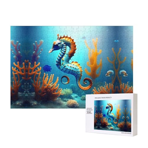 Phayah Seepferdchen-Puzzles mit Meeresboden, für Erwachsene, 300 Teile, Heimdekoration, Geburtstagsparty für Männer und Frauen, 40 x 27,9 cm von PHAYAH