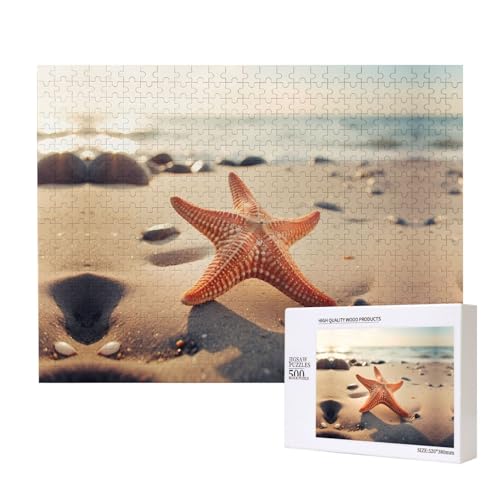 Phayah Seestern-Puzzle, 500 Teile für Puzzle, Holzpuzzle für Familie, Freunde, Heimdekoration, Wandkunst, 50,4 x 38,1 cm Phayah Seestern-Puzzle, 500 Teile für Puzzle, Holzpuzzle für Familie, Freunde, Heimdekoration, Wandkunst, 50,4 x 38,1 cm von PHAYAH