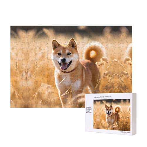 Phayah Shiba Inu Puzzles 300 Teile für Puzzle, Holzpuzzle für Familie und Freunde, Heimdekoration, Wandkunst, 39,9 x 27,9 cm von PHAYAH