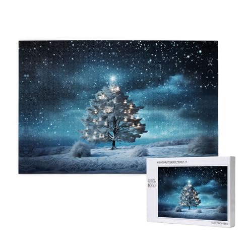 Phayah Snowy Night Weihnachtsbaum-Puzzle, 1000 Teile für Puzzle, Holzpuzzle für Familie, Freunde, Heimdekoration, Wandkunst, 75 x 50 cm Phayah Snowy Night Weihnachtsbaum-Puzzle, 1000 Teile für Puzzle, Holzpuzzle für Familie, Freunde, Heimdekoration, Wandkunst, 75 x 50 cm von PHAYAH