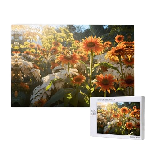Phayah Sonnenblumen-Garten-Puzzles für Erwachsene, 1000 Teile, Heimdekoration, Geburtstagsparty für Männer und Frauen, 29,5 x 50 cm Phayah Sonnenblumen-Garten-Puzzles für Erwachsene, 1000 Teile, Heimdekoration, Geburtstagsparty für Männer und Frauen, 29,5 x 50 cm von PHAYAH