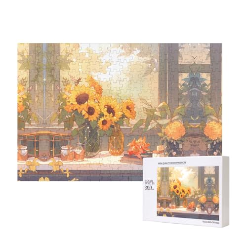 Phayah Sonnenblumen unter der Fensterbank, Puzzle, 300 Teile, Holzpuzzle für Familie, Freunde, Heimdekoration, Wandkunst, 15,7 x 27,9 cm Phayah Sonnenblumen unter der Fensterbank, Puzzle, 300 Teile, Holzpuzzle für Familie, Freunde, Heimdekoration, Wandkunst, 15,7 x 27,9 cm von PHAYAH