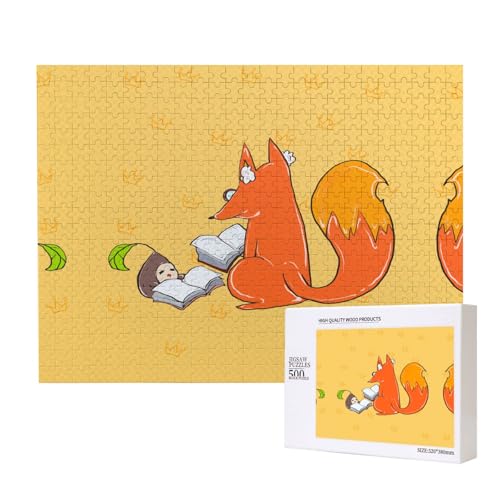 Phayah Sonnenblumenkerne und Füchse Puzzles 500 Teile für Puzzle, Holzpuzzle für Familie, Freunde, Heimdekoration, Wandkunst, 20,4 x 38,1 cm von PHAYAH