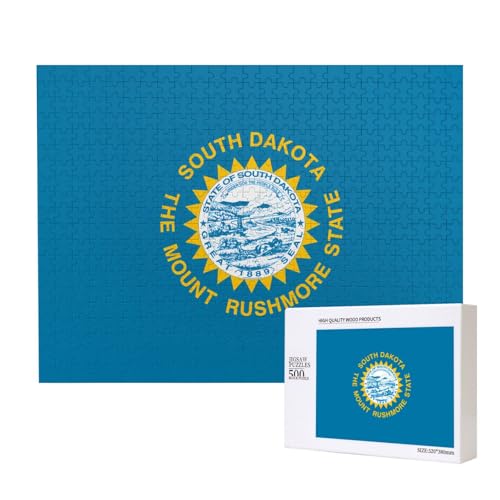 Phayah South Dakota Flaggenmuster, Puzzle, einzigartiges Puzzle, Wandkunst, Bild für Heimdekoration, 500 Stück von PHAYAH