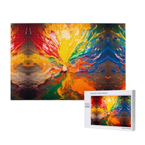Phayah Spilt Farbpaletten-Puzzle, 1000 Teile für Puzzle, Holzpuzzle für Familie, Freunde, Heimdekoration, Wandkunst, 75 x 50 cm Phayah Spilt Farbpaletten-Puzzle, 1000 Teile für Puzzle, Holzpuzzle für Familie, Freunde, Heimdekoration, Wandkunst, 75 x 50 cm von PHAYAH