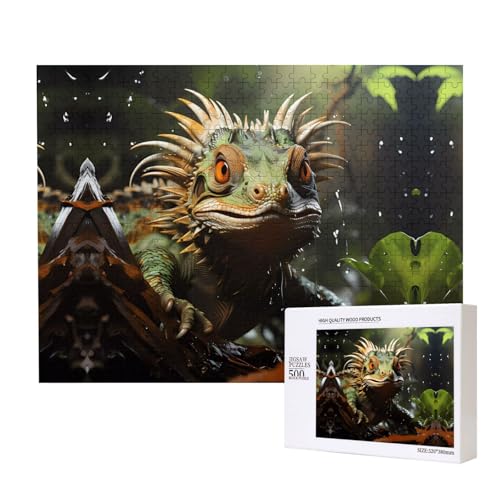 Phayah Stachelige Eidechsen-Puzzle, 500 Teile für Puzzle, Holzpuzzle für Familie, Freunde, Heimdekoration, Wandkunst, 20,4 x 38,1 cm von PHAYAH