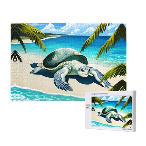 Phayah Strandschildkröten-Puzzle für Erwachsene, 1000 Teile, Heimdekoration, Geburtstagsparty für Männer und Frauen, 29,5 x 50 cm von PHAYAH