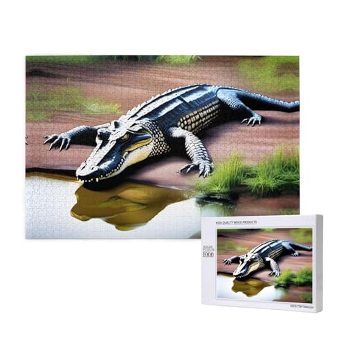Phayah Tödlich rollende Krokodil-Puzzle, 1000 Teile für Puzzle, Holzpuzzle für Familie, Freunde, Heimdekoration, Wandkunst, 75 x 50 cm von PHAYAH