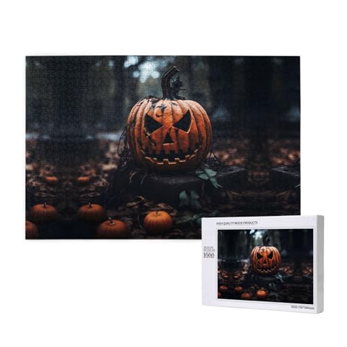 Phayah Totenkopf-Kürbis-Puzzle, 1000 Teile, für Puzzle, Holzpuzzle für Familie, Freunde, Heimdekoration, Wandkunst, 75 x 50 cm Phayah Totenkopf-Kürbis-Puzzle, 1000 Teile, für Puzzle, Holzpuzzle für Familie, Freunde, Heimdekoration, Wandkunst, 75 x 50 cm von PHAYAH