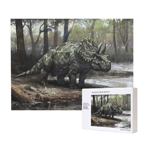 Phayah Triceratops Puzzles für Puzzle, Holzpuzzle für Familie, Freunde, Heimdekoration, Wandkunst, 500 Teile Phayah Triceratops Puzzles für Puzzle, Holzpuzzle für Familie, Freunde, Heimdekoration, Wandkunst, 500 Teile von PHAYAH
