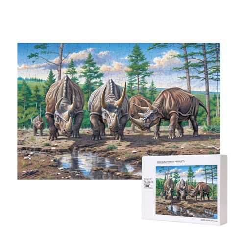 Phayah Triceratops Trinkwasser-Puzzle für Erwachsene, 300 Teile, Heimdekoration, Geburtstagsparty für Männer und Frauen, 40 x 27 cm von PHAYAH