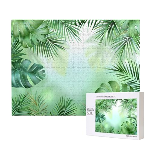 Phayah Tropische Blätter-Puzzle, 500 Teile, für Puzzle, Holzpuzzle für Familie, Freunde, Heimdekoration, Wandkunst, 50,4 x 38,1 cm Phayah Tropische Blätter-Puzzle, 500 Teile, für Puzzle, Holzpuzzle für Familie, Freunde, Heimdekoration, Wandkunst, 50,4 x 38,1 cm von PHAYAH
