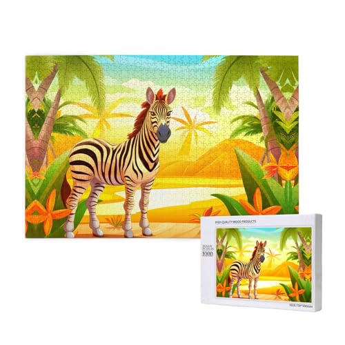 Phayah Tropisches Zebra-Puzzle, 1000 Teile für Puzzle, Holzpuzzle für Familie, Freunde, Heimdekoration, Wandkunst, 75 x 50 cm Phayah Tropisches Zebra-Puzzle, 1000 Teile für Puzzle, Holzpuzzle für Familie, Freunde, Heimdekoration, Wandkunst, 75 x 50 cm von PHAYAH