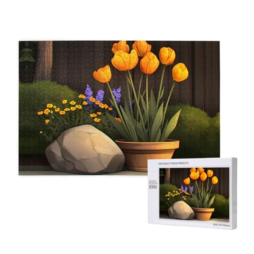 Phayah Tulpen in einem Topf, Puzzle, 1000 Teile, Holzpuzzle für Familie, Freunde, Heimdekoration, Wandkunst, 75 x 50 cm Phayah Tulpen in einem Topf, Puzzle, 1000 Teile, Holzpuzzle für Familie, Freunde, Heimdekoration, Wandkunst, 75 x 50 cm von PHAYAH