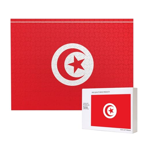 Phayah Tunesische Flaggenmuster, Puzzle, einzigartiges Puzzle, Wandkunst, Bild für Heimdekoration, 500 Stück von PHAYAH
