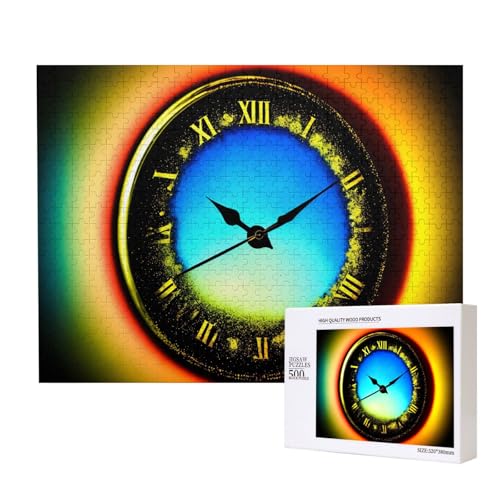 Phayah Uhr-Puzzle, 500 Teile, für Puzzle, Holzpuzzle für Familie, Freunde, Heimdekoration, Wandkunst, 50 x 38 cm Phayah Uhr-Puzzle, 500 Teile, für Puzzle, Holzpuzzle für Familie, Freunde, Heimdekoration, Wandkunst, 50 x 38 cm von PHAYAH