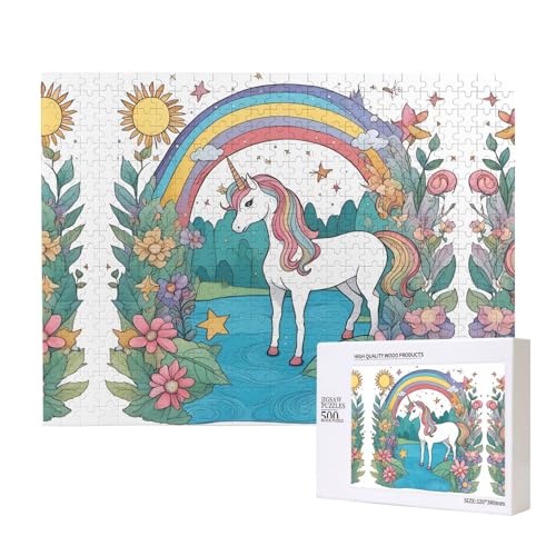 Phayah Unicorns by The River Puzzles 500 Teile für Puzzle, Holzpuzzle für Familie, Freunde, Heimdekoration, Wandkunst, 20,4 x 38,1 cm von PHAYAH