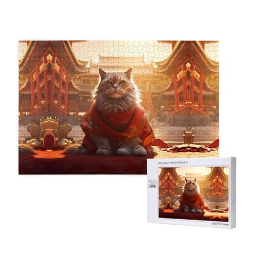 Phayah Verbotene Stadt und Katzen, Puzzle, 1000 Teile für Puzzle, Holzpuzzle für Familie, Freunde, Heimdekoration, Wandkunst, 75 x 50 cm von PHAYAH
