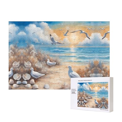 Phayah Viele niedliche Möwen Puzzles 300 Teile für Puzzle, Holzpuzzle für Familie, Freunde, Heimdekoration, Wandkunst, 15,7 x 27,9 cm von PHAYAH