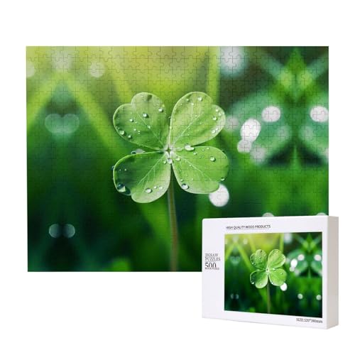 Phayah Vierblättriges Kleeblatt-Puzzle, 500 Teile für Puzzle, Holzpuzzle für Familie, Freunde, Heimdekoration, Wandkunst, 50 x 38 cm Phayah Vierblättriges Kleeblatt-Puzzle, 500 Teile für Puzzle, Holzpuzzle für Familie, Freunde, Heimdekoration, Wandkunst, 50 x 38 cm von PHAYAH