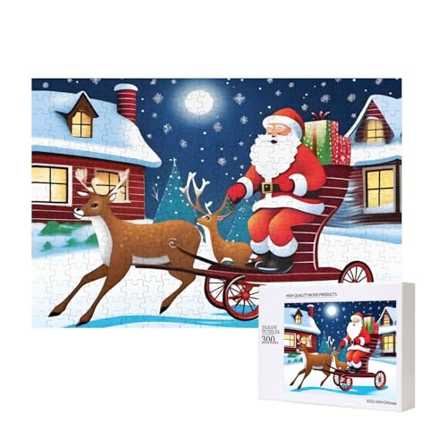 Phayah Weihnachtsmann-Fahrpuzzle, 300 Teile, Holzpuzzle für Familie, Freunde, Heimdekoration, Wandkunst, 39 x 27 cm Phayah Weihnachtsmann-Fahrpuzzle, 300 Teile, Holzpuzzle für Familie, Freunde, Heimdekoration, Wandkunst, 39 x 27 cm von PHAYAH