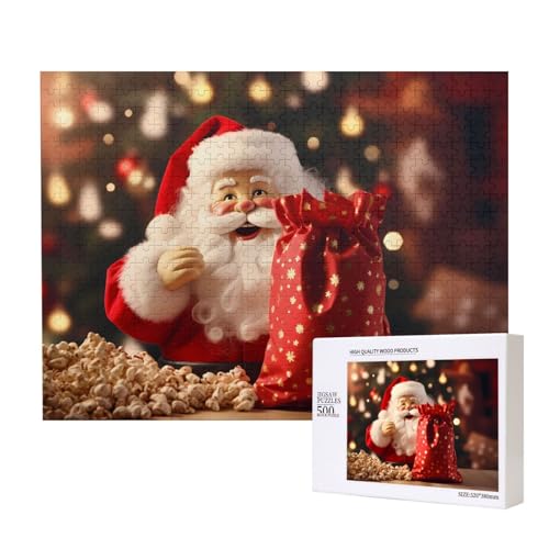 Phayah Weihnachtsmann-Puzzle, 500 Teile für Puzzle, Holzpuzzle für Familie, Freunde, Heimdekoration, Wandkunst, 50,4 x 38,1 cm von PHAYAH