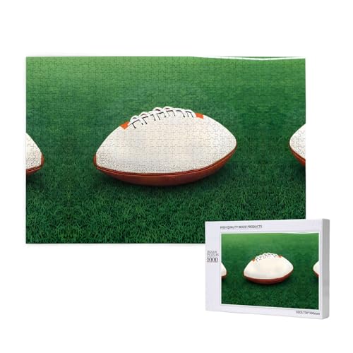 Phayah Weißes Rugbyball-Puzzle für Erwachsene, 1000 Teile, Heimdekoration, Geburtstagsparty für Männer und Frauen, 29,5 x 50 cm von PHAYAH