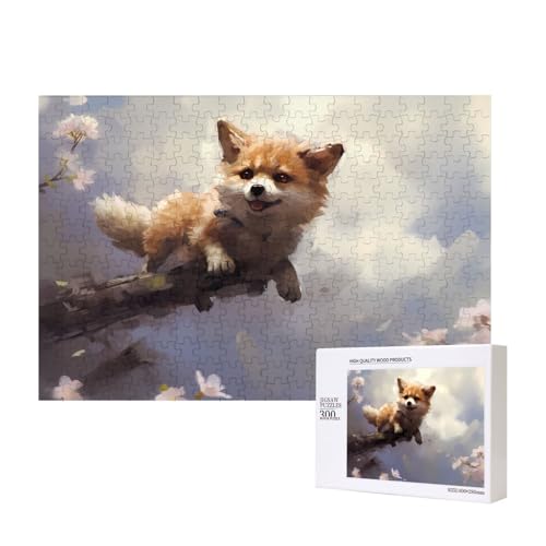 Phayah Welpe auf einem Ast Muster, Puzzle, einzigartiges Puzzle, Wandkunst, Bild für Heimdekoration, 300 Stück von PHAYAH