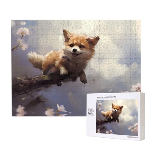 Phayah Welpe auf einem Ast Muster, Puzzle, einzigartiges Puzzle, Wandkunst, Bild für Heimdekoration, 500 Stück von PHAYAH