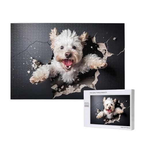 Phayah Welpe zerbricht Wandpuzzle, 1000 Teile für Puzzle, Holzpuzzle für Familie, Freunde, Heimdekoration, Wandkunst, 29,5 x 50 cm von PHAYAH