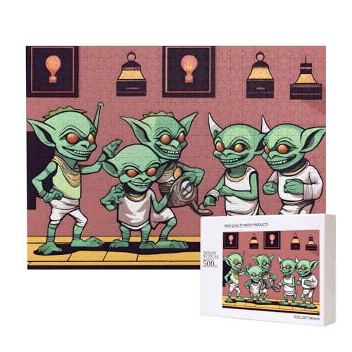 Phayah Wichtel-Show-Puzzle, 500 Teile für Puzzle, Holzpuzzle für Familie, Freunde, Heimdekoration, Wandkunst, 20,4 x 38,1 cm von PHAYAH