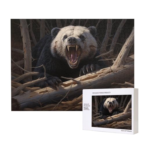 Phayah Wütender Panda-Muster, Puzzle, einzigartiges Puzzle, Wandkunst-Bild für Heimdekoration, 500 Stück von PHAYAH